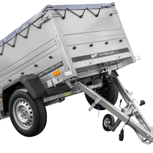 Remorque porte-voitures 150x106 UNITRAILER GARDEN 150 KIPP avec ridelles BIS, châssis H-0 et bâche grise