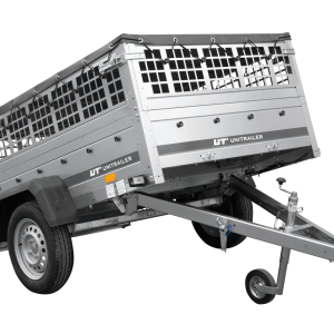 Remorque à un essieu 200x125 UNITRAILER GARDEN 201 KIPP avec ridelles grillagées et bâche grise