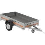 Remorque simple essieu 236 x 125 cm – PTAC 499 kg – Châssis acier galvanisé – Ridelle arrière ouvrante – Pas de carte grise – Tema
