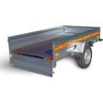 Remorque simple essieu 236 x 125 cm – PTAC 499 kg – Châssis acier galvanisé – Ridelle arrière ouvrante – Pas de carte grise – Tema