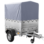 Remorque mono-essieu 150x106 UNITRAILER GARDEN 150 KIPP avec ridelles BIS, châssis H-800 et bâche grise