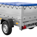 Remorque légère 150x106 UNITRAILER GARDEN 150 KIPP avec côtés BIS et bâche bleue