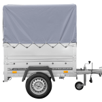 Remorque mono-essieu 150x106 UNITRAILER GARDEN 150 KIPP avec ridelles BIS, châssis H-800 et bâche grise