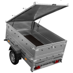 Remorque légère 200x125 UNITRAILER GARDEN 201 KIPP avec ridelles supplémentaires et bâche en aluminium