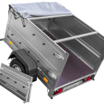 Remorque porte-voitures 150x106 UNITRAILER GARDEN 150 KIPP avec ridelles BIS, châssis H-0 et bâche grise