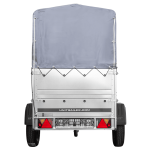 Remorque mono-essieu 150x106 UNITRAILER GARDEN 150 KIPP avec ridelles BIS, châssis H-800 et bâche grise