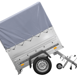 Remorque mono-essieu 150x106 UNITRAILER GARDEN 150 KIPP avec ridelles BIS, châssis H-800 et bâche grise