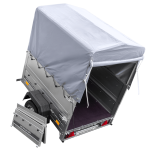Remorque mono-essieu 150x106 UNITRAILER GARDEN 150 KIPP avec ridelles BIS, châssis H-800 et bâche grise